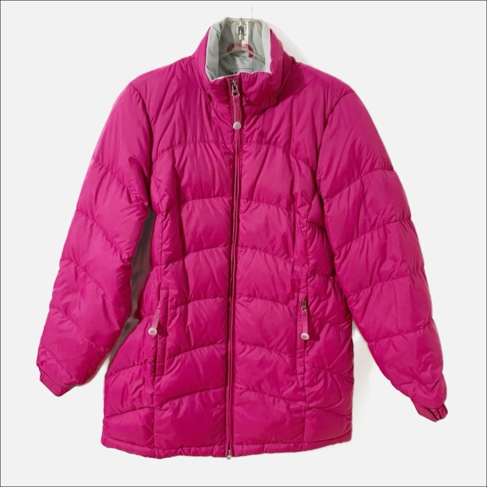 L. L. Bean Goose Down Insulated Front Zip Quilted Puffer Jacket Coat Fuchsia